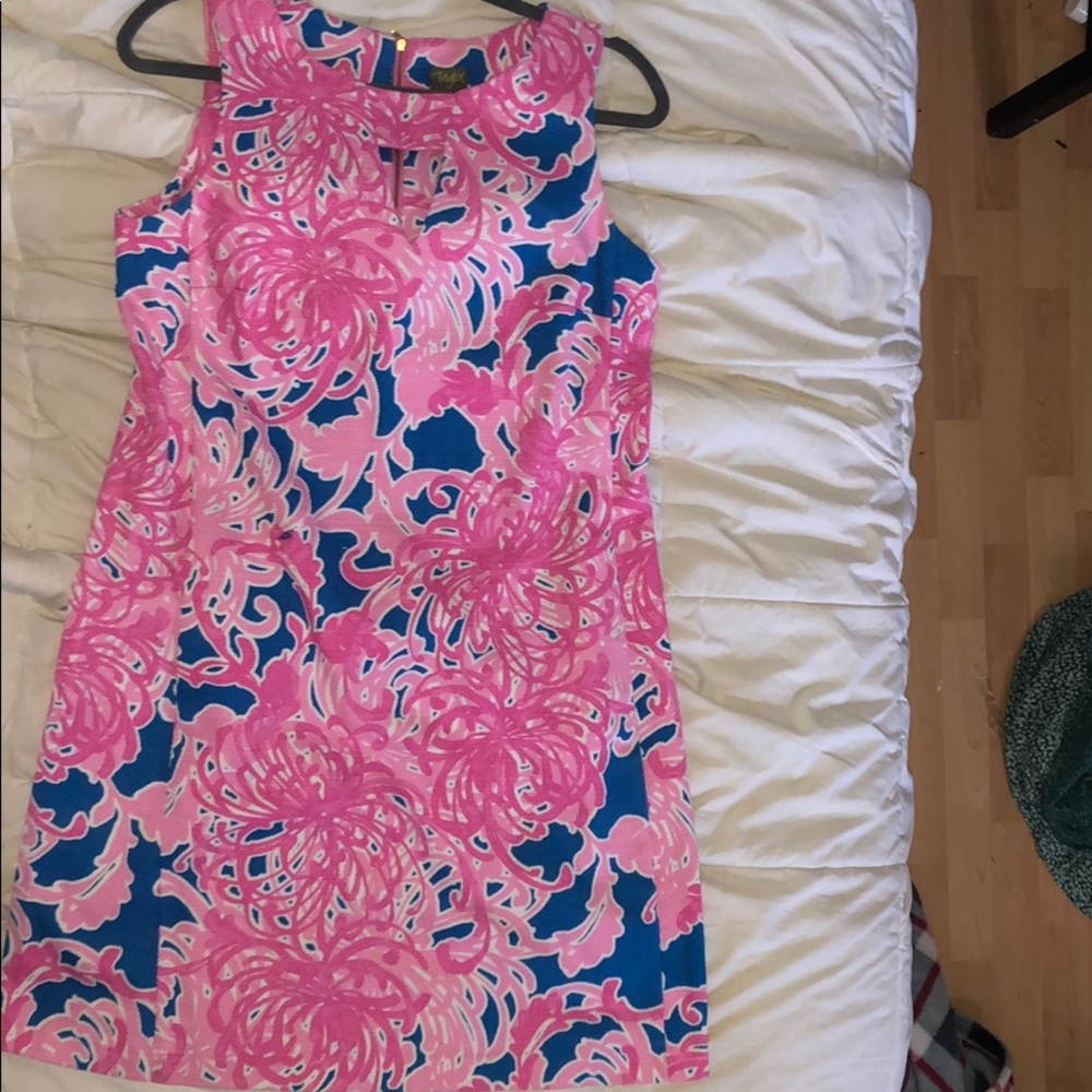 cute pick and blue beach patterned dress